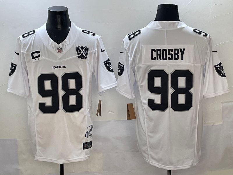 Men 2025 Oakland Raiders #98 Crosby White Throwback Three generations Nike Limited NFL Jersey style 3->new york yankees->MLB Jersey